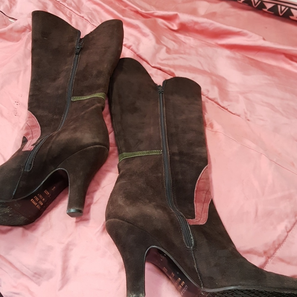 BROWN LEATHER BOOTS  MADE IN Italy
